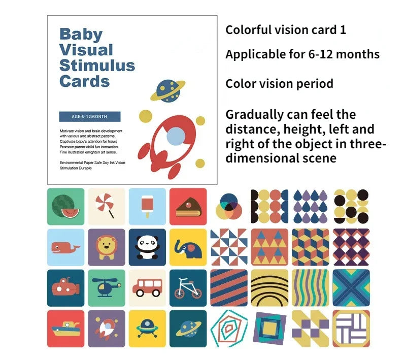 Montessori visual cards black and white 0-36 months in the shape of animals