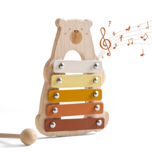 Baby Montessori Wooden Bear Percussion Xylophone Toy